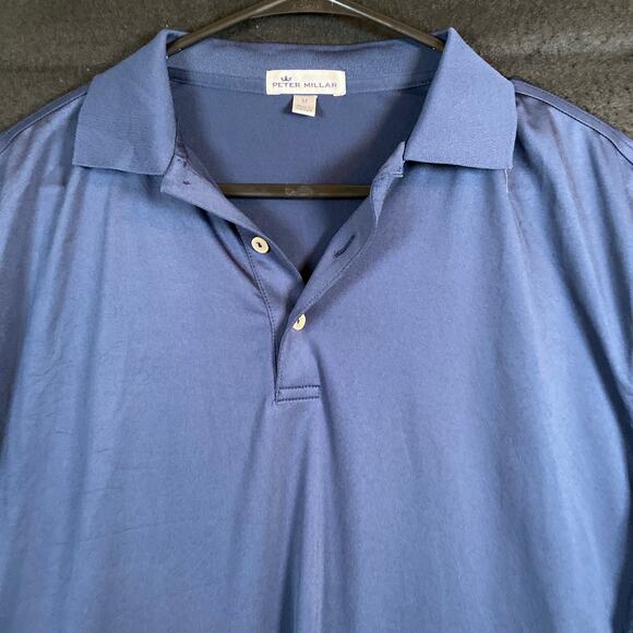 Peter Millar Mens Shirt Navy Short Sleeve Summer Crown Polo Stretch Medium - Picture 2 of 12